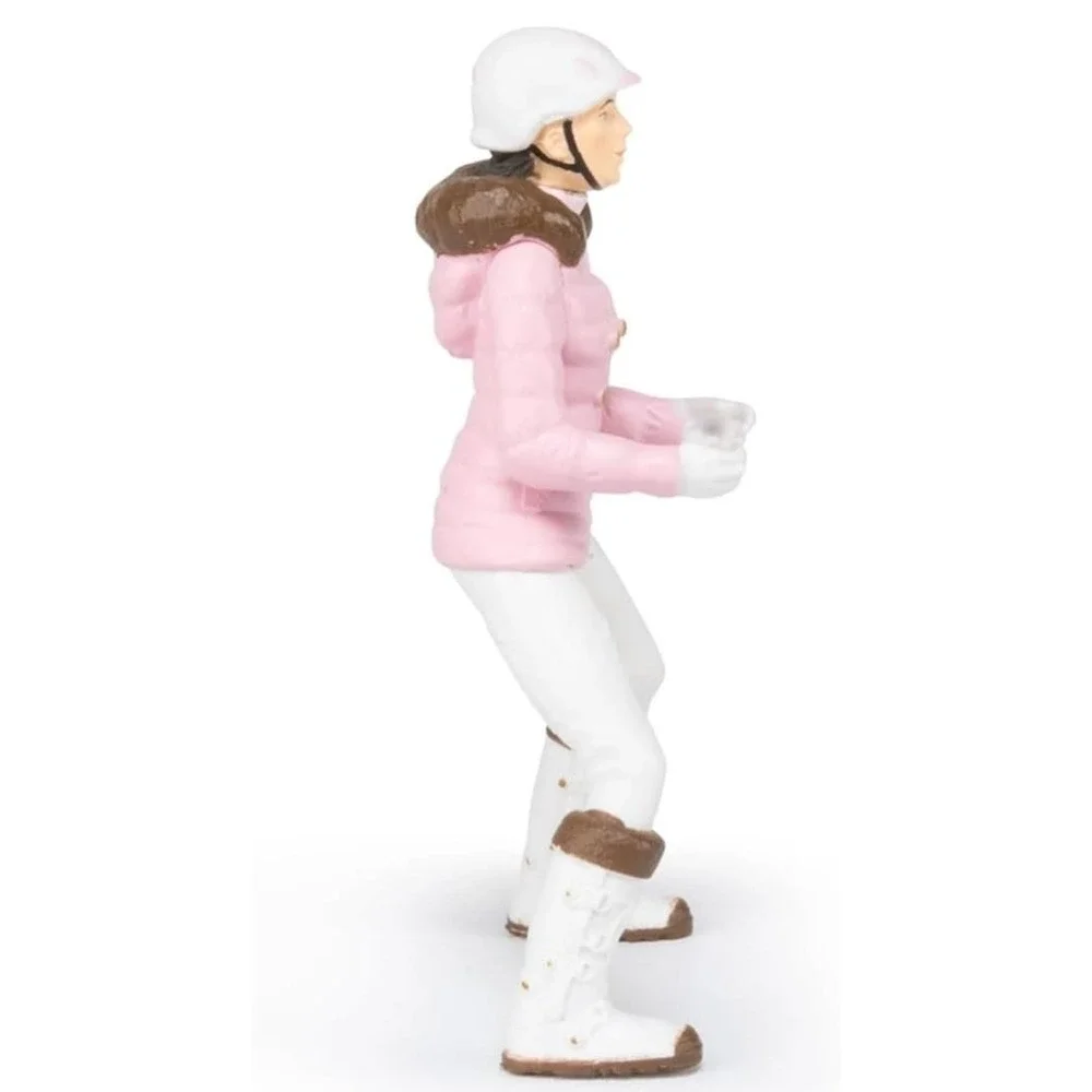 Winter Riding‎ Girl Figurine - Hand Painted Horse Rider Toy Figure - Papo 52011